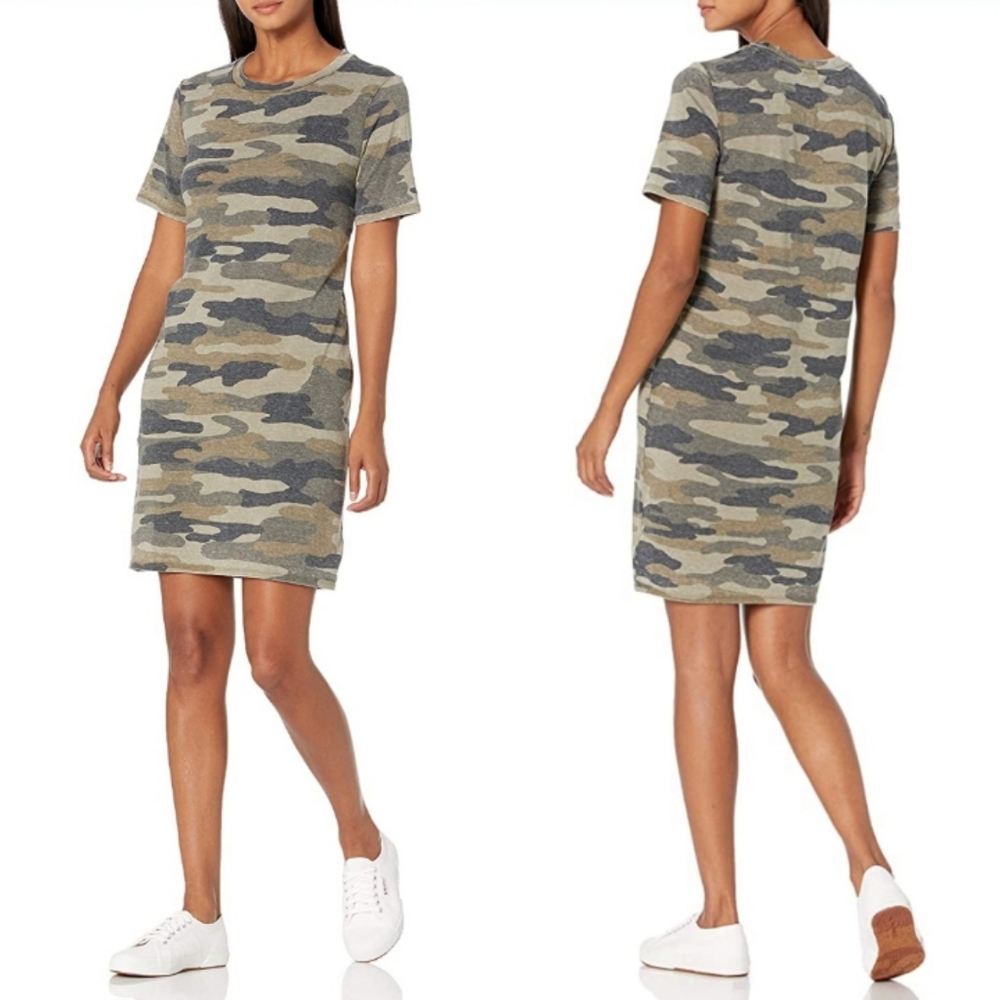 Lucky Brand Women's Short Sleeve Crew Neck Camo Summer Tee Dress sz XS